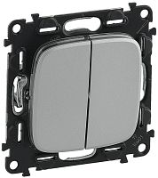 Выключатель без рамки Legrand Valena Allure 2-кл. алюминий картинка